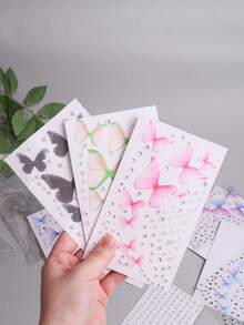 1/5 套孕妇肚皮贴纸，水晶贴纸，钻石派对照片，孕妇照，彩色珍珠心形 3D 装饰图案（蝴蝶套装）