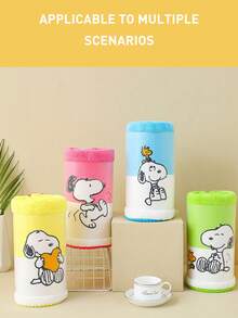 Snoopy Series Towel 1pc, 75*35cm, Made of Highly Absorbent and Soft Fabric, Skin-Friendly Material, Anti-detachment Weaving, Low Allergenicity, Featuring Cartoon Embroidery Patterns, Sealed Edge Design, Low Allergenicity, Featuring Cartoon Embroidery Patterns, Sealed Edge Design, Soft Texture, Quick, Softings Suitable for Children, Adults, Fans of "Peanuts" Comic, Applicable for Use in Bathrooms, Swimming Pools, Travel, Family Use, Beach Outings, After Shower Drying, Comfortable Wrapping - 彩色 - 查看 2