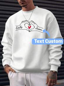 Customized Men Personalized Couple Name Casual Crew Neck Sweatshirt, Long Sleeve Top, Best Gift For Friends , Fall
