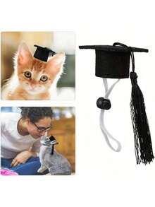 1 Peça Mini Boné de Formatura, Chapéu Decorativo para Cachorro, Gato, Coelho, Esquilo, Boné de Feltro com Borla da Temporada de Formatura, Cor Aleatória