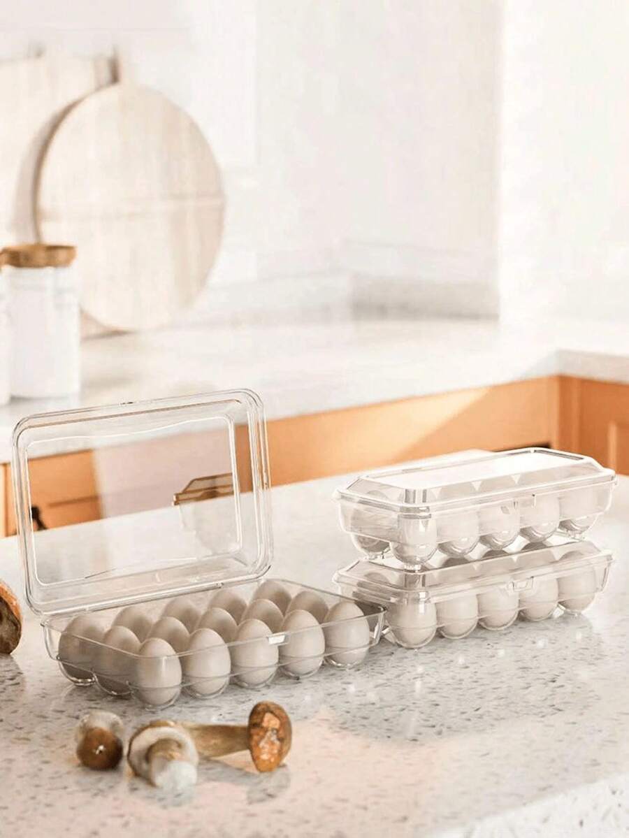 1 pieza Contenedor de almacenamiento de huevos para refrigerador, caja de conservación de alimentos de cocina, estante de huevos creativo, caja de almacenamiento transparente