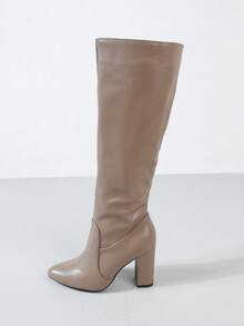 Timesize Stivali alti sopra il ginocchio con tacco chunky rosa, stivali in denim, stivali con platform, scarpe da donna, scarpe da sposa, stivali invernali