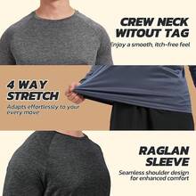 7 Pack Long Sleeve Shirts For Men - Quick Dry Moisture Wicking Sun Protection UV UPF T-Shirts For Fishing Workout Gym - 1-màu đen thạch nam, xám đậm, xanh đậm, xám nhạt, xanh quân đội, xanh đậm, rượu vang - Xem 5