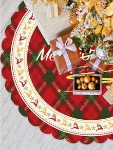 1 Piece Festive Christmas Tree Skirt, 36/48 Inch Polyester Holiday Ornaments, New Wavy Edge Design For Party & Home Decoration, Christmas Decorations. Room Decor