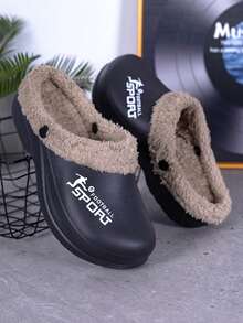 Men's Winter New Thermal Slippers, Indoor Non-Slip Soft Thick Sole Couple Outdoor Wear, Plush Lining Warm Casual Home - Black - View 3