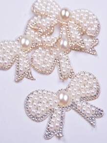 1 Set Self-Adhesive Glass Diamond Crystal Decorative Strips, Crystal Ribbon Stickers, Shiny Decorative Strips, Bow Pearl White Stickers, Cute Pearl Bow Self-Adhesive Stickers, DIY Fashion Decorative Stickers - Suitable For Clothing, Shoes, Hats, Bags, Various Crafts, Home Decor