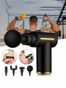 Massage Gun Deep Tissue Percussion Massager USB Rechargeable 4 Massage Heads Travel Home Handheld Electric Massager Body Pain Relief Muscle 6 Levels Relaxation Fitness - Multicolor - View 2