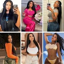 bling hair Parrucca frontale in pizzo Full HD 360 con densità 180, parrucche frontali dritte 13x6 13x4 per donne, parrucche pre-pizzicate con chiusura senza colla 4x4 - Natural Black - Visualizzare 10