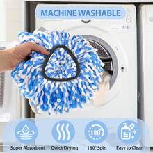3/5 Pack Mop Head For O-Ceda RinseClean Spin Mop Refill 2-Tank System Only Easy Cleaning Microfiber Replacement - Blue and White - View 3