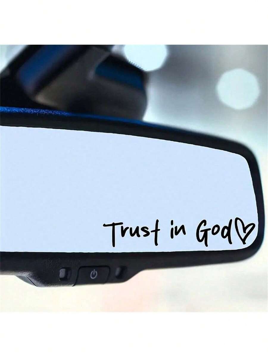 1pc Trust In God, Faith Hope Love, Self-Adhesive Shiny Look, Teacher Religious Gifts, "Trust In God" With Heart Graphics - Christian Church Decorations For Churches, Homes, Schools And Offices! - Black - View 1