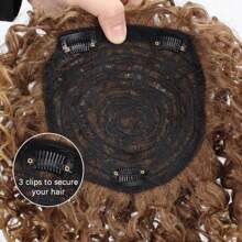 合成短款非洲卷发发片假发，带稀疏发片，增加发量，黑棕色卷发发片