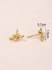1 Pair 18K Gold Plated Stainless Steel Charm Stud Earrings, Simple Knot Design Stainless Steel Earrings, Ideal For Daily Wear And Festival Gifts Couple