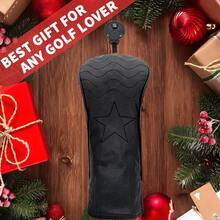 Klasyczny, czarny pokrowiec na główkę puttera z drewna w kształcie gwiazdy – wytrzymały dodatek golfowy klasy premium | Idealny dla młodych entuzjastów golfa i miłośników klasycznego stylu - Czarne - Zobacz 8