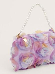 1个女童3D玫瑰花半透明宴会包，适合搭配连衣裙、旗袍、手提包 - 手提包 - 查看 3