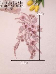 Handgefertigte 3D bestickte Perlenblumen Dekorative Applikationen, DIY Kleidungszubehör, Brautkleid Verzierungen, Größe: 30cm x 20cm