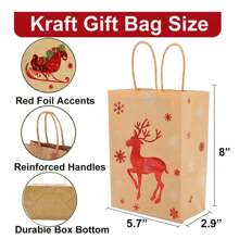 6 pièces Sacs cadeaux de Noël avec poignées, sacs cadeaux en papier de carte de Noël - motifs Père Noël, renne et bonhomme de neige, sacs de shopping de Noël, sacs de rangement, sacs fourre-tout, convient pour les achats de Noël et les cadeaux de fête, pour emballer les cadeaux, petits sacs cadeaux en papier de Noël, décorations de Noël, salle de classe, mariage