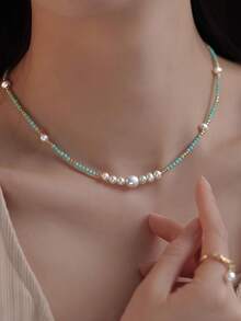 1 chiếc vòng cổ choker đính hạt nhiều màu cổ điển tối giản, thích hợp cho các bữa tiệc và trang phục hàng ngày của phụ nữ - Nhiều màu - Xem 2