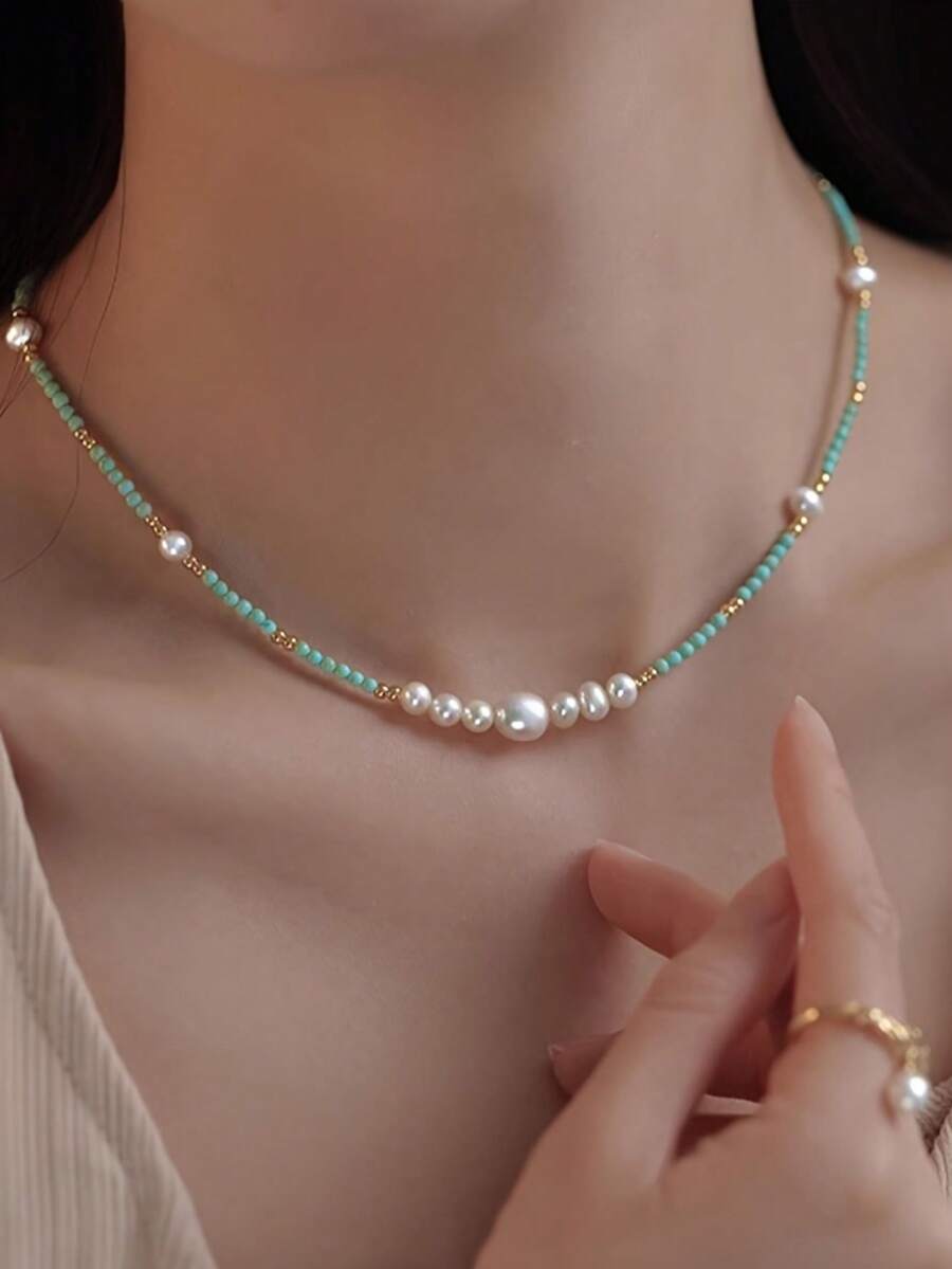 1 chiếc vòng cổ choker đính hạt nhiều màu cổ điển tối giản, thích hợp cho các bữa tiệc và trang phục hàng ngày của phụ nữ