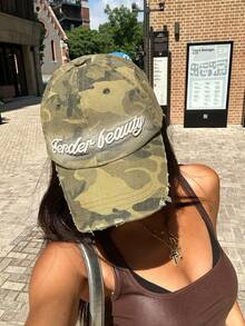 沙漠迷彩户外立体字母刺绣水洗做旧破洞时尚弧形帽檐棒球帽,男士棒球帽,小众设计帽子,水洗做旧迷彩帽,3D字母刺绣软顶帽,时尚水洗破洞迷彩帽,女士棒球帽,情侣帽 - 彩色 - 查看 21