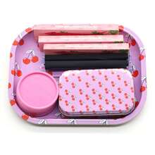 1 Set Elegant Smoking Accessories Kit, Includes Tray, Tobacco Box, Plastic Grinder, 110mm Rolling Machine, 3 Packs King Size Rolling Papers, Complete Set, Simple & Convenient, Suitable For Gatherings, Home, Christmas Gift - Multicolor - View 8