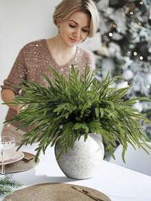 30/10/5 件人造松针树枝 DIY 礼品装饰绿植松针，假绿叶松针适用于 DIY 花环圣诞装饰和家庭花园装饰 - 綠色 - 查看 5