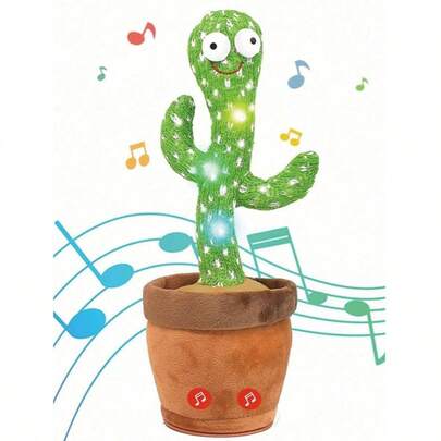 1个会跳舞的仙人掌玩具，婴儿玩具，会说话的仙人掌玩具，可以重复你说的话，模仿仙人掌跳舞的姿势，带有LED英文唱歌功能，可以唱歌15秒，录音玩具，万圣节圣诞节礼物