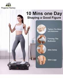 LIPETY Vibrator, Full Body Vibration Board Exercise Equipment With Resistance Bands, Women Men Weight ,Quiet Motor Speed Control, Wireless Speaker, With Remote Control, Without Battery For Weight Loss Shaping Toning Wellness Home Gyms Workout - UK Plug(220-240V) - View 4