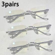 1 Stück/2 Stück/3 Stück Damen randlose leichte Mode Brillen mit klaren Gläsern für einen Vintage Look, klare Brillen Accessoires für Frauen