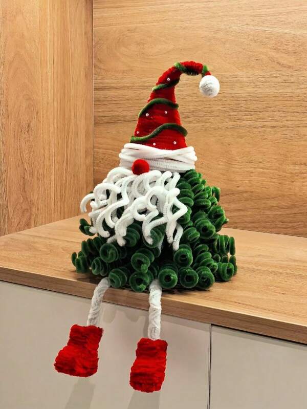 130pcs Christmas Pipe Cleaners Chenille Stem, Santa Claus DIY Twist Stick Material Package, Christmas Handmade Desktop Ornaments, 3 Colors Mixed Chenille Stems Pipe Cleaners For Arts And Crafts, Xmas Home Decoration, Christmas Gifts