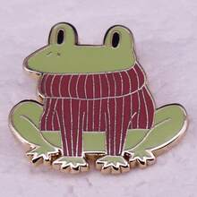 Frog Wearing Sweater Brooch Cute Cartoon Animal Badge Accessory Gift - Gold - View 7
