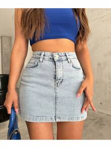 Mini-Jeansrock mit hoher Taille für Damen