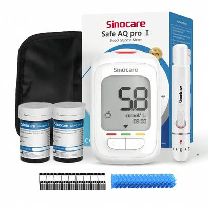 Sinocare AQ PRO I Blood Glucose Monitor Fullset In Mmol/L With 50 Test Strips