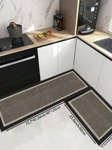 1件灰色厨房地垫，黑色包边，防滑防污，适用于房间装饰、客厅、浴室、卧室地毯、门垫、区域地毯和户外地毯，采用聚酯纤维制成，易于清洁且可机洗，适合所有季节和节假日。 - 灰色 - 查看 5