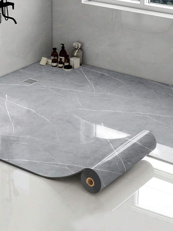 1 rolo de piso vinílico de mármore brilhante de 1,3 mm, removível e adesivo, 15,7 x 118,1 polegadas, piso vinílico de linóleo, revestimento de piso à prova d'água para instalação faça você mesmo, sala, escritório, cozinha (mármore, preto)