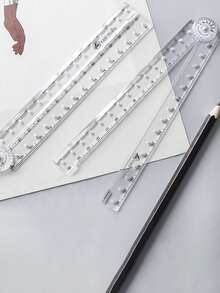 1 pezzo Righello pieghevole trasparente da 30 cm, righello portatile con marcature chiare, righello multifunzione con goniometro per studenti e forniture per ufficio