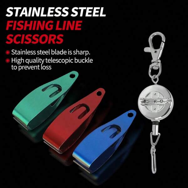 Topline Tackle 1pc Fishing Pliers With Retractable Cord, Line Cutter, Crimping Tool, Equipped With Fishing Retractable Scissors