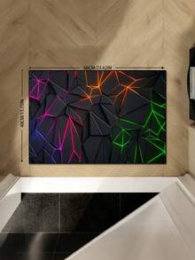 1pc Neon Gaming, Cyberpunk Style Vibrant Multicolor Geometric Pattern Bathroom Mat, Decorative Floor Mat Carpet Room Decor Bathroom Accessories Back To School Entryway Decor Bathroom Kitchen Decor - Multicolor - View 9