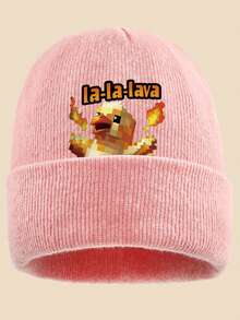 1pc "La-La-Lave Ch-Ch-Icken" Pixel Turkey Print Knit Beanie Hat, Multi-Color Options, Suitable For Outdoor Sports, Casual, Fishing, Parties, A Comfortable Commuting Warm Hat, Suitable For Cycling And Outdoor Activities In Cold Black Weather, Sports Accessory - A - View 16