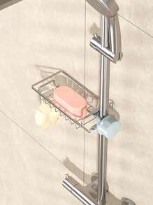 1pc Bathroom Shower Caddy, Hanging Storage Basket With Hooks, Bathroom Faucet Organizer Rack For Storing Bathroom Supplies And Accessories