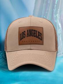 1pc Men's Personalized Leather Patch BOSTON Laser Slogan Casual Outdoor Fashion Breathable Adjustable Hard Top Baseball Mesh Cap, Suitable For Daily Wear - E - View 15