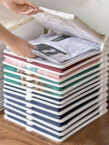1/5 piezas Organizadores de ropa apilables y portátiles de plástico, organizador ahorrador de espacio para camisas, pantalones y accesorios, almacenamiento compacto ahorrador de espacio para armario, armario, organización del hogar, sistema de fácil recuperación para organización del hogar y lavandería