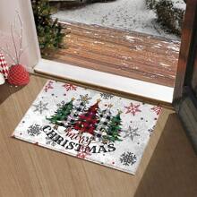 1pc Christmas Tree Pattern Washable Non-Slip Doormat, Suitable For Floor, Bathroom, Living Room, Entryway