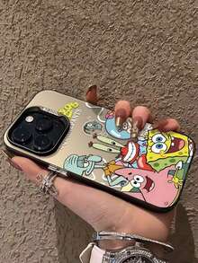 SpongeBob SquarePants 1个卡通可爱螃蟹图案手机壳 - 蟹老板、海绵宝宝、海星、章鱼哥图案，防震保护壳，兼容 16/15/14/13/12/11 Pro Max及其他型号 - 彩色 - 查看 2