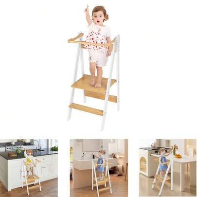 Tour d'apprentissage, tour d'apprentissage en bois, tour d'observation Montessori, pliable, tour Montessori, 1-3 ans, 88 x 45 x 45 cm