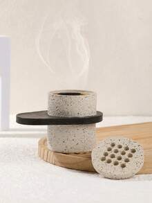 1 件/1 套树脂香炉/Bakhoor 香炉，黑白煤炭大理石图案树脂手持香炉，带盖款式。 - 奶油白 - 查看 6