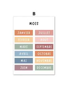 1 pieza Pintura en lienzo con alfabeto, números y símbolos del clima en estilo nórdico para decoración de habitación infantil