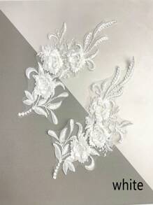 1 对彩色刺绣牡丹花贴片蕾丝边，缝纫工艺用品，多色可选