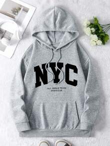 Plus Size Women's NYC Letter Sports Club Text Pattern Graphic Hoodie | Loose Casual Fall & Winter Sweatshirt |Hoodies Plus Size Women,Plus Size Women Clothes,Winter Clothes Women,Sweatshirts For Women,Thanksgiving Outfit Women Plus Size,Plus Size Christmas Outfits For Women,Maija Curve,Jumpers For Women,Winter Clothes Women Curve,Plus Size Winter Clothes,Hauture,Curve Christmas,Holiday Outfits Curve,Curve Co Ord Set,Curve Knitwear