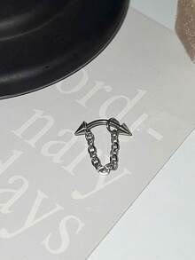 1对哥特/朋克摇滚风格钛钢锥形尖刺螺旋耳塞耳环，男女通用，适合日常佩戴 - 銀色 - 查看 2