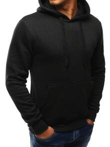 Felpa sportiva da uomo con cappuccio e tasca a marsupio. Realizzata in misto cotone e poliestere, è comoda da indossare tutti i giorni e per l'allenamento. Presenta un cappuccio regolabile e polsini funzionali su polsini e orlo per un look casual e streetwear, versatile per ogni stagione.